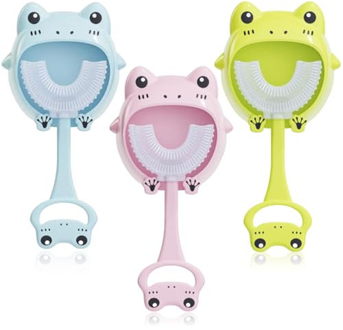 NHQZ 3 pezzi Spazzolino Bambini A Forma Di U Belli Denti 360 Gradi Ergonomico Lava Lavadenti Bambino Sorriso Sano Dentinale Healthy Smile Pulizia dei Denti per l'igiene Orale a