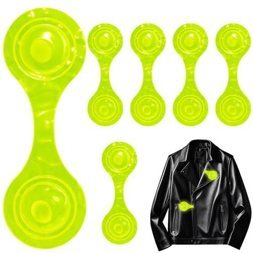 WEXFFU Catarifrangenti Magnetici, Riflettori magnetici, Riflettenti a Clip | 6 Pezzi Clip Riflettenti, Catarifrangenti di Sicurezza per Zaino, Giacca, Vestiti, Jogging, Bicicletta (giallo)