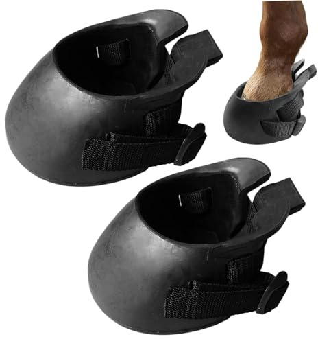 Lawnrden Hoof Boots, 1 Pair Horse Hoof Boots for Horses, Rubber Protective for Wound Management, Laminitis, Abscess, Horse Tack, M