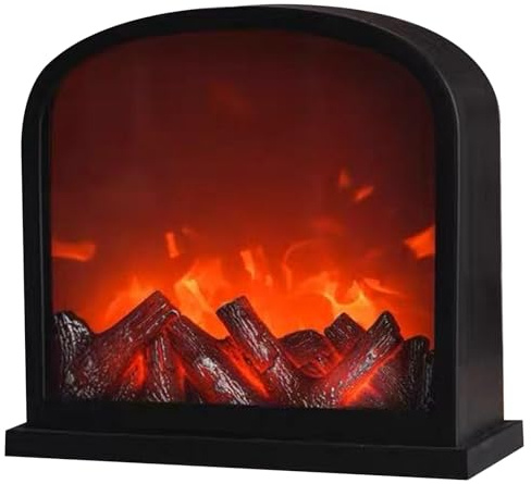 Fireplace LED Mini Electric Fireplace with 3D Flame Effect Portable Tabletop Heater with Timer Switch for Indoor Outdoor Christmas Home Decor.