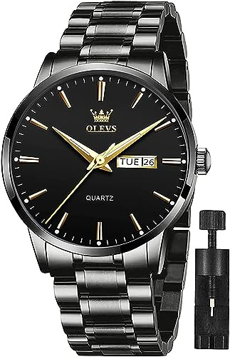 OLEVS Herrenuhren Skelettuhr Quarz Rennwagenrad Edelstahl Casual Sports Wasserdicht Leuchtend Herrenarmbanduhren