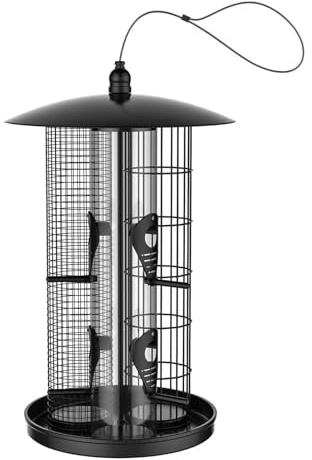s para Aves Silvestres - Alimentador de Tubo Triple Resistente a la Intemperie,de Metal Colgante para Exteriores - para Atraer Carboneros y Colibríes, Alimento, Jardín, Patio, Porche,