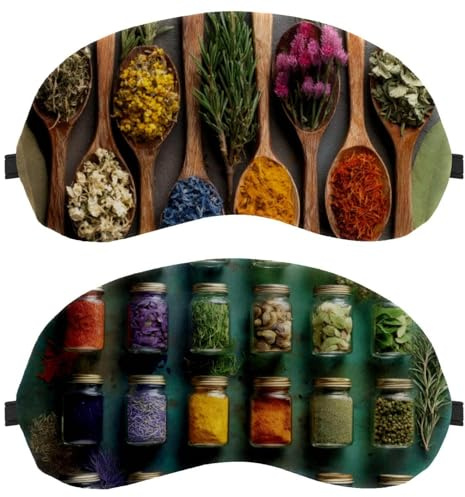 Colourful Various Herbs 2-Pack Light-Blocking Soft Breathable Sleeping Mask Eye Patch