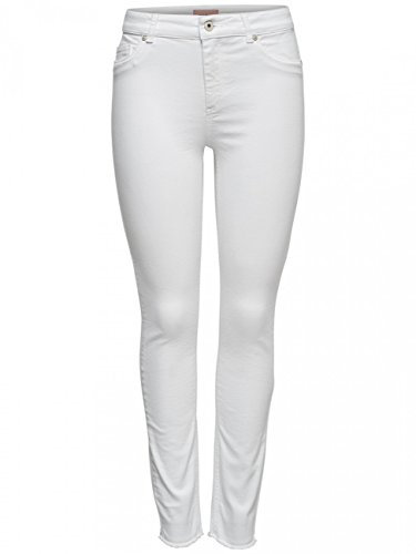 ONLY Damen Skinny Fit Jeans | Mid Waist Stretch Denim Hose | ONLBLUSH Life Röhrenjeans, Farben:Weiß, Größe:L / 30L