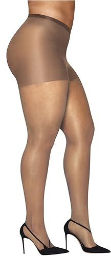 Hanes Curves Control Top Sheer Toe Silky Sheer Pantyhose with Wicking Cool Comfort, Nude, Size 3X - 4X (Pack of 1)