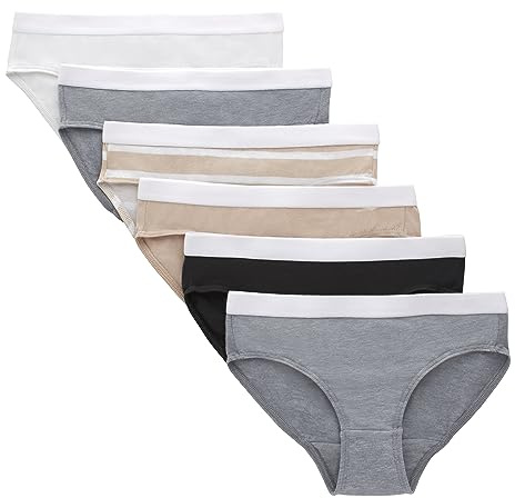 Hanes Girls' Originals Hipster Underwear, Stretch Cotton Hipsters, Black & Assorted, 6-Pack