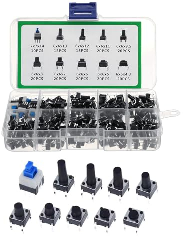 Tactile Push Button Switch, Tact Switch, Tactile Tact Push Button, Micro Momentary tact Assortment Kit,Electronic Components for Panel PCB