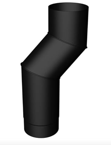 RHINO FLUES - 5 Inch (125mm) Offset Double Bend Stove Flue Pipes Matt Black for Multi-Fuel & Wood Burning Stove. Friction Fit - Robust Quality Construction of Heat Resistant enameled Steel.