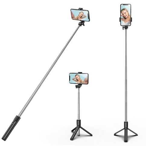 H.May Selfie Stick, 40 inch Extendable and Portable Stable Selfie Stick Tripod with Wireless Remote Shutter Compatible with All Cellphones for Selfies, Live Streaming, Video Recording, Black