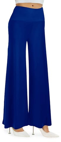 Cegerne - Pantalones palazzo de mujer con cintura alta, de pierna ancha, elásticos, para el ocio, pantalón de traje, azul, XXXXL