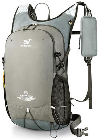 SKYSPER 15L Mochila Pequeña de Senderismo, Mochila Trekking con Bolso para Teléfono Desmontable para Hombres Mujeres Macuto de Viaje Casual