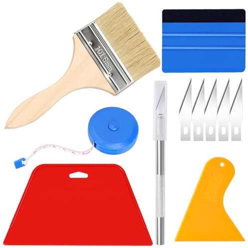 Kit de herramientas de papel pintado, herramientas de envoltura de vinilo, cortador de papel pintado, herramienta profesional para empapelar con herramienta de corte, rasqueta de fieltro para papel