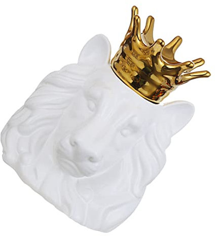 Alipis 1 Pieza De Estatua De Cabeza De para Almacenamiento Decoración De Oficina Frascos De Boticario Herméticos Dorados con Tapas Cuenco De Lona con Forma De Rinoceronte Hucha