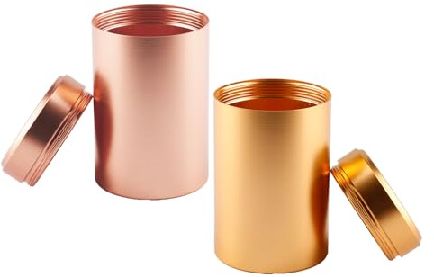 Bojueshaw 2pcs Aluminum Storage Jars,Portable Storage Bottle,Airtight Smell-Proof Containers for Spices,Coffee & Tea(Gold&Yellow)