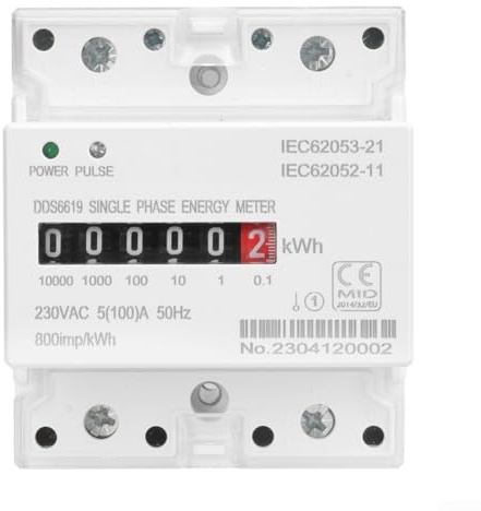 Medidor de energía digital, 50HZ Din Rail Monofásico Medidor de Energía Electrónica AC 220V 100A KWh Contador para el Uso de Electricidad Monitor