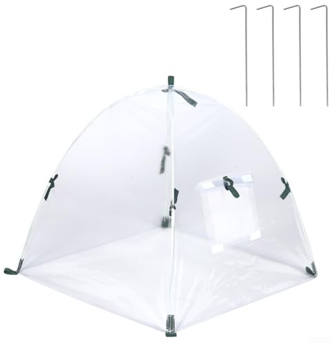 Gdfnmogo Mini copertura per serra con paletti, pieghevole, protezione dagli agenti atmosferici, per piante in vaso, ortaggi, fiori, 60 x 60 x 60 cm (C)