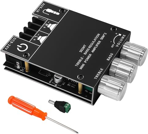 2x50W Bluetooth Verstärker Modul Hifi Stereo - 2.1 Audio Amplifier Board TPA3116D2, 2.1 Verstärker Board Bluetooth 5.0 HIFI, Mini Amp Platine DC 12-24V-und AUX-Eingänge