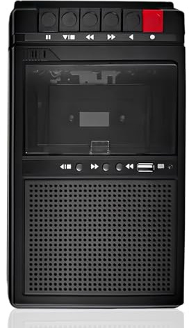 Lecteur Cassette Audio Bluetooth, Magnétophone, Portable avec Fonction D’Enregistrement, Lecteur De Cassette Audio Convertissant en MP3 Via USB/SD/PC, Baladeur Cassette avec Poignée Rétractable