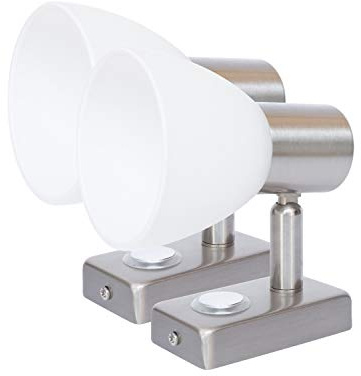 lighteu, 2x 12V 3W D1 Faretto a soffitto/parete, finitura nichel, luce di lettura girevole e girevole con interruttore a sfioramento Dimmerabile luce bianca/blu calda per yacht, camper