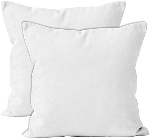 Encasa XO Baumwoll-Kissenbezüge, 2er-Set I 16x16 in (40x40 cm) - Weiss I kein Einsatz I einfach Kissenbezüge I Maschinenwaschbar | Nur Innen benutzen