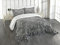ABAKUHAUS Damask Tagesdecke Set, Klassische Blumenverzierung, Set mit Kissenbezügen Waschbar, für Doppelbetten 220 x 220 cm, Schwarz Grau