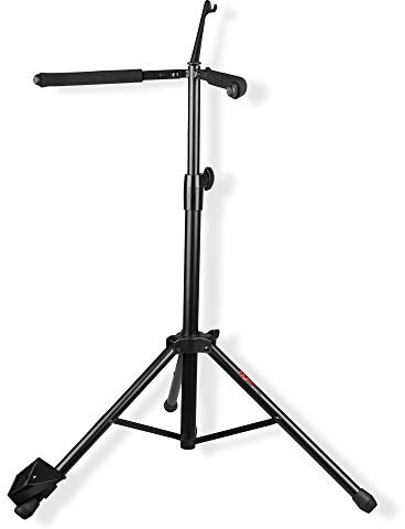 Mr.Power Adjustable Cello Stand with Bow Hook , Foldable Tripod Support for 1/2, 1/4, 4/4, 3/4, 1/8, 7/8 Full Size, Floor Steel Holder for Home School Studio Churches Display Travel Performance