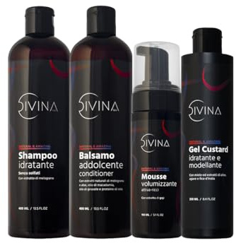 Kit Definizione per capelli mossi e ricci Natural&Amazing di DIVINA BLK, 4 prodotti inclusi, trattamento completo