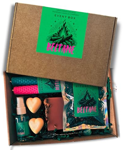 Beltane | Ritual Altarkit | 4 ljus | 4 tvålar | A4 Beltane Guide | Årets hjul | Oparfymerad | Handrullad | Bränntid 160 minuter
