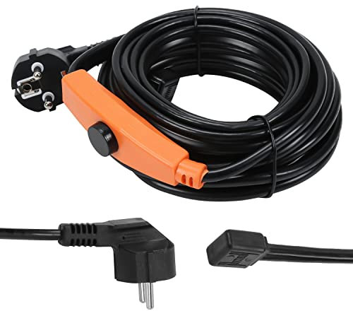 Ikodm 12m Frostschutz Heizkabel, Heizleitung mit thermostat, 192W Frostschutzkabel, Rohrbegleitheizung mit Automatikschalter, Heizband für Wasserleitungen im Haus, Pool, Teich