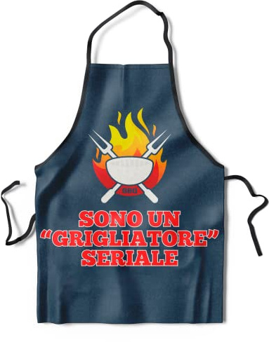 KAÏDENSÏ Grembiule BBQ Uomo Blu con Scritta Sono un Grigliatore Seriale - Grembiule Barbecue Divertente - Idea Regalo Uomo Compleanno Originale