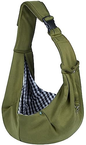 Sarsumir Dog Carrier Bag Dog Sling, Pet Carrier for Small Medium Cat Dog, Puppy Carrier with Adjustable Shoulder Strap Puppy Sling for Travel Walking Shopping, Green