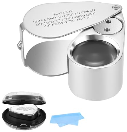 Juwelier Lupe LED Juwelierslupe 40X Vergrößerung Faltlupe mit LED Metall Faltlupe mit UV-Licht Juwelierlupe für Edelsteine für Diamanten Schmuck Briefmarken Münzen Antiquitäten Uhren uwelierslupe