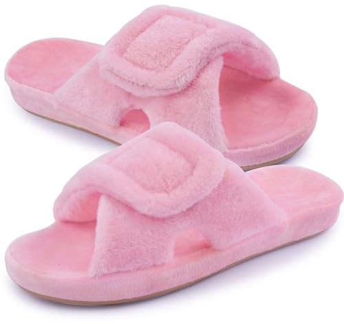 Git-up Zapatillas de Estar por Casa para Mujer Espuma de Memoria con Soporte del arco Gancho y bucle Diabético Amplio Punta abierta Zapatos de Casa Interior Exterior