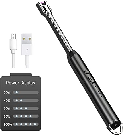 Gvolatee Accendino Elettrico, Accendini USB Ricaricabile，360° Flessibile Accendigas Elettrico Cucina Accendino Lungo Antivento per Candele Leggere Stufe a Gas Barbecue da Campeggio Camino Stufe(Nero)