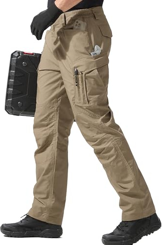 FREE SOLDIER Pantalones de Trabajo para Hombres, Pantalones Cargo Tácticos de Ajuste Relajado con Múltiples Bolsillos, Ideales para Actividades al Aire Libre, Trekking y Escalada