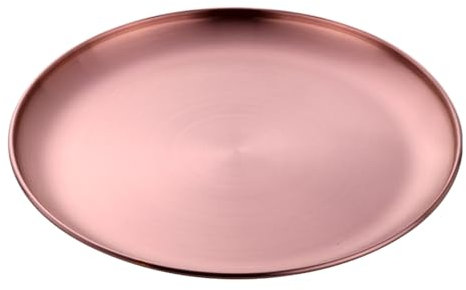 Buyer Star 30cm Stainless Steel Plate, Stainless Steel Round Dinner Plates, Serving Tray, Metal Serving Plate, Dessert Plate, Dinner Dishes Plates for Camping Outdoor, Non-Toxin (Rosegold, 30cm)