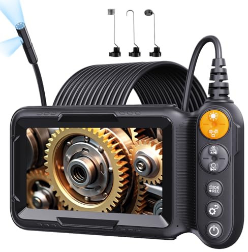Cámara Endoscópica de Doble Lente, Hopefox 1080P HD 5 Pantalla IPS Endoscopio Camara de Inspeccion con 8+1 Luces LED, Camara Inspeccion Tuberias Impermeable IP67, Cable Semi-Rígido de 5M