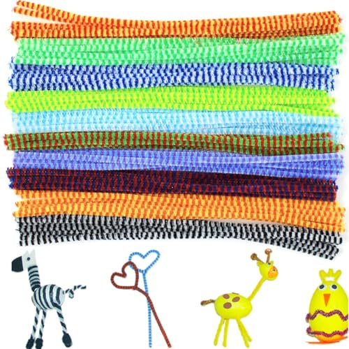 Barlone 100 Stück 30cm Pfeifenputzer zum Basteln - 10 Gemischte Farben, Pfeifenreiniger zum Basteln Bunt Chenilledraht Biegeplüsch Weihnachten Pfeifenreiniger Set, für Kinder Erwachsene DIY Projekte