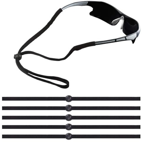 Onperpoe 5 Stück Brillenband Sport Verstellbare Brillenkette Schwarz Universal Brillenbänder Unisex Rutschfest Brillenschnur Sportbrillenband mit guter Schweißabsorption für Männer und Frauen Sport