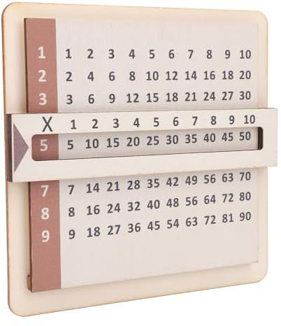 Schiebe- und Lerngitter für die Multiplikation, Mathe-Multiplikationstabelle, verschiebbare Lern-Multiplikationstabelle mit Anzeigefenster hölzerne Multiplikationstafel für Schüler