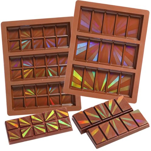 Webake Holographic Chocolate Mould Silicone Chocolate Bar Mould Pack of 2 Chocolate Silicone Mold
