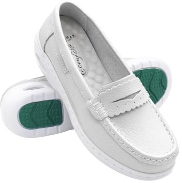 Zerimar Mocassins en Cuir pour Femmes avec Masque | Chaussures Confortables avec Chambre à air et Talon de 3,5 cm