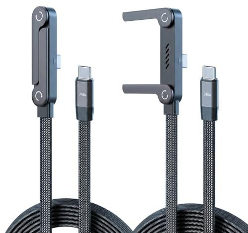 2PCS 2-in-1 240W Phone Charger with Stand 90 Degree Type C Fast Charging Cable 360° Adjustable Invisible Foldable Holder 480Mbps Data Transfer Braided Lead for iPhone Samsung Huawei, Tablets Laptops
