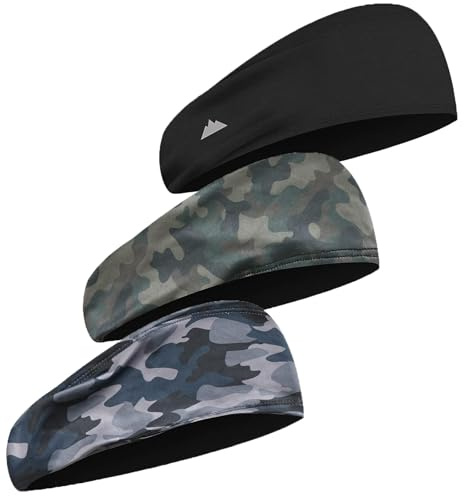 Tough Headwear Cinta Pelo Deporte Hombre - 3X Cinta de Pelo Hombre Sudor para Running Fútbol Ciclismo Gym Tenis - Transpirable y Absorbente - Diadema Deportiva Compatible con Casco