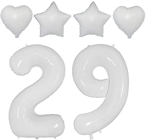 2 palloncini a forma di numero 29,40 numero 29, con numero 29, gonfiabili, con elio, a forma di stella, a forma di cuore, per 29 decorazioni di compleanno, 29 donne