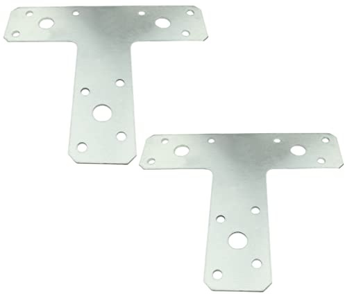 AERZETIX - C58426 - Set di 2 Piastre di montaggio a forma di T perforate 150x127x38x2mm - 13 fori - in acciaio zincato