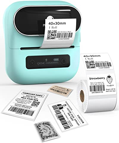 Phomemo M220 Etikettendrucker, Bluetooth Monochrom Edikettengerät Tragbarer Etiketten Drucker, Unterstützung mit Phones&PC, Etikettenhersteller für Zuhause, Einzelhandel, Büro,Grün