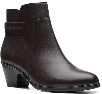 Clarks Women's Emily 2 Holly Ankle Boot, Dark Brown Leather, 9.5