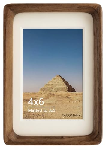 Natural Wood Photo Frames Inspired Tabletop Picture Frame with Mat, Vertical or Horizontal Display (Walnut, 4x6 matted to 3x5)