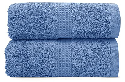 Velosso Premium 2 Pack Hand Towels 100% Egyptian Cotton (Blue) | Super Soft, Ultra Absorbent, Thick & Extra Large Hand Towels, Hotel Spa Quality, 50 × 80 cm